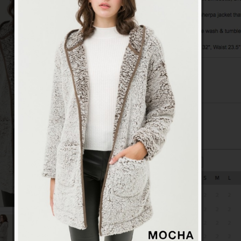 Mocha Hooded Sherpa Coat- SML